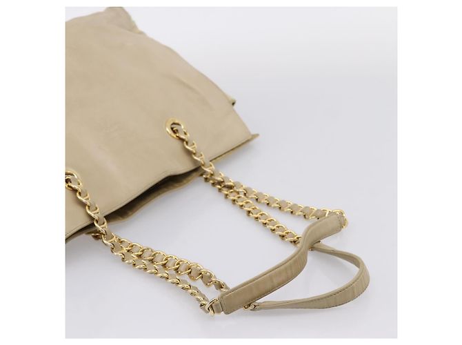 Borsa Tote con Catena PRADA Pelle Beige Oro Auth bs37400 D'oro - vista 7