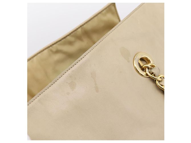 Borsa Tote con Catena PRADA Pelle Beige Oro Auth bs37400 D'oro - vista 9