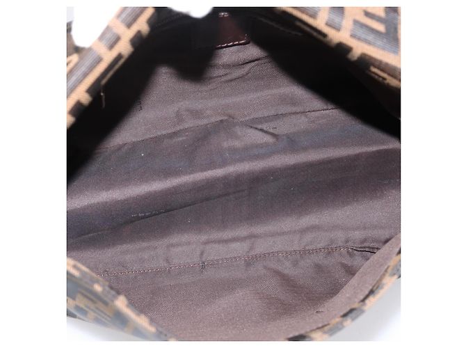 Borsa a tracolla FENDI Zucca Canvas Mamma Baguette Brown Black Auth 196093V Marrone Nero - vista 11