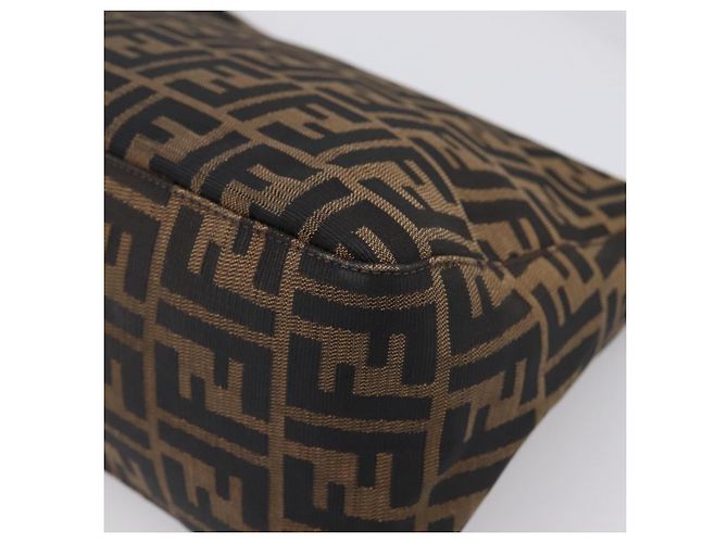 Borsa a tracolla FENDI Zucca Canvas Mamma Baguette Brown Black Auth 196093V Marrone Nero - vista 16