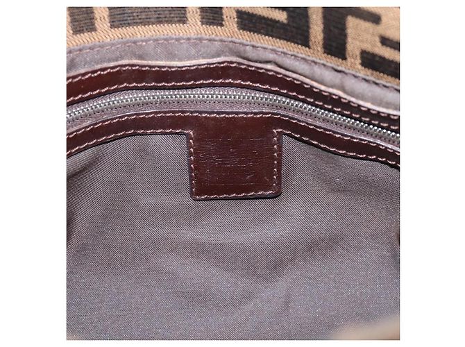 Borsa a tracolla FENDI Zucca Canvas Mamma Baguette Brown Black Auth 196093V Marrone Nero - vista 21