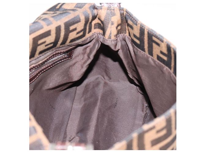 Borsa a tracolla FENDI Zucca Canvas Mamma Baguette Brown Black Auth 196093V Marrone Nero - vista 22