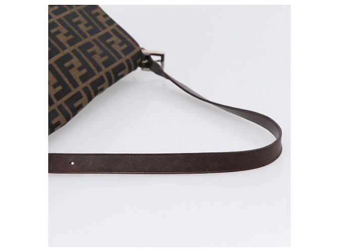 Borsa a tracolla FENDI Zucca Canvas Mamma Baguette Brown Black Auth 196093V Marrone Nero - vista 7