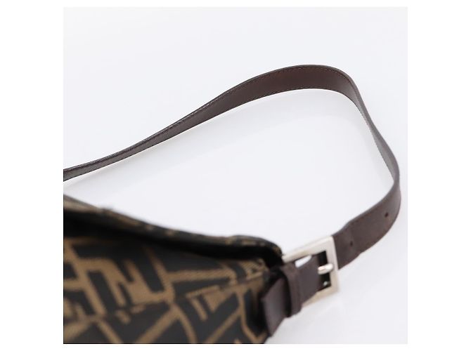 Borsa a tracolla FENDI Zucca Canvas Mamma Baguette Brown Black Auth 196093V Marrone Nero - vista 8