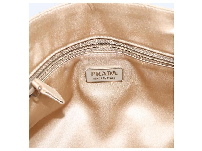 Borsa a mano con catena PRADA Satin Gold Auth 206293M D'oro - Ansicht 10