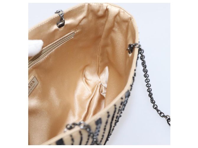 Borsa a mano con catena PRADA Satin Gold Auth 206293M D'oro - Ansicht 17