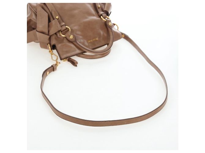 Borsa Miu Miu Vitellolux 2way Brown Gold Auth 205972M Marrone D'oro - vista 10