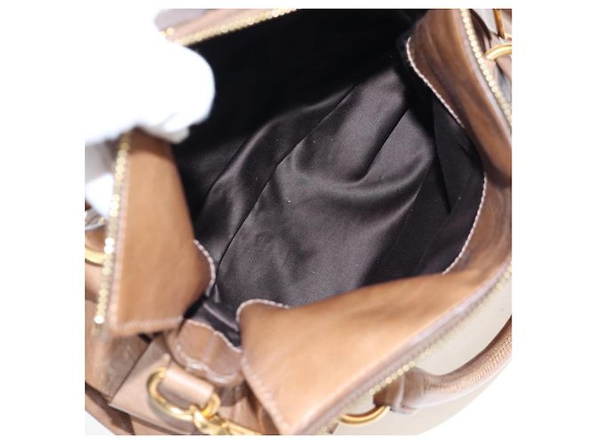 Borsa Miu Miu Vitellolux 2way Brown Gold Auth 205972M Marrone D'oro - vista 11