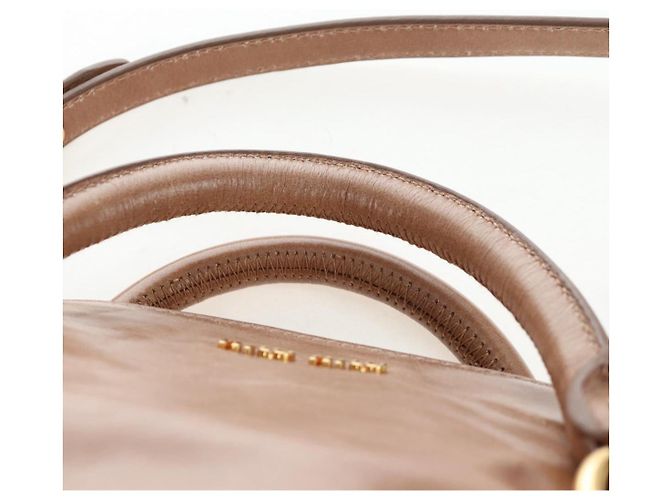 Borsa Miu Miu Vitellolux 2way Brown Gold Auth 205972M Marrone D'oro - vista 15