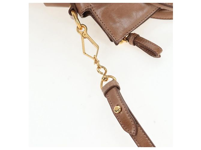 Borsa Miu Miu Vitellolux 2way Brown Gold Auth 205972M Marrone D'oro - vista 16