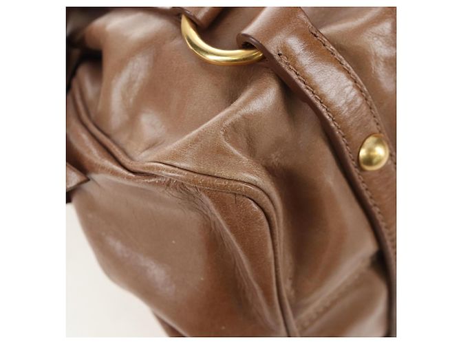 Borsa Miu Miu Vitellolux 2way Brown Gold Auth 205972M Marrone D'oro - vista 18