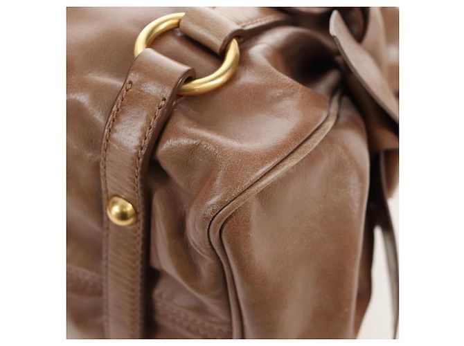Borsa Miu Miu Vitellolux 2way Brown Gold Auth 205972M Marrone D'oro - vista 19