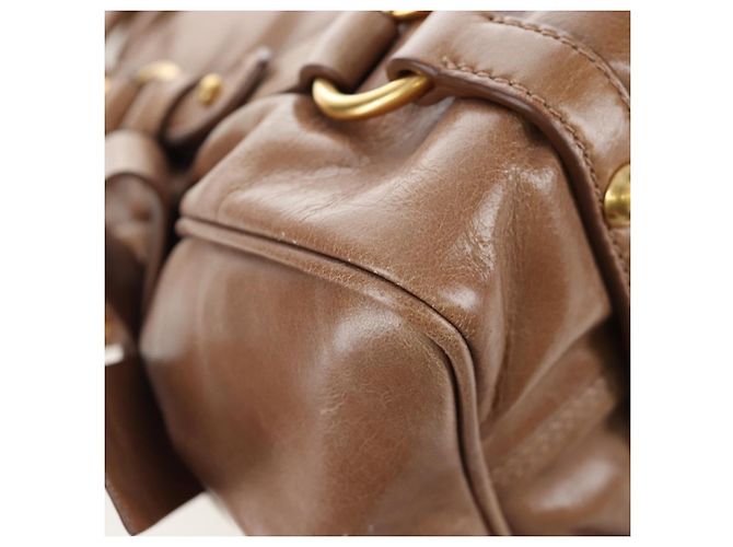 Borsa Miu Miu Vitellolux 2way Brown Gold Auth 205972M Marrone D'oro - vista 20