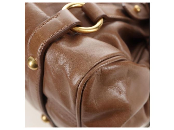 Borsa Miu Miu Vitellolux 2way Brown Gold Auth 205972M Marrone D'oro - vista 21