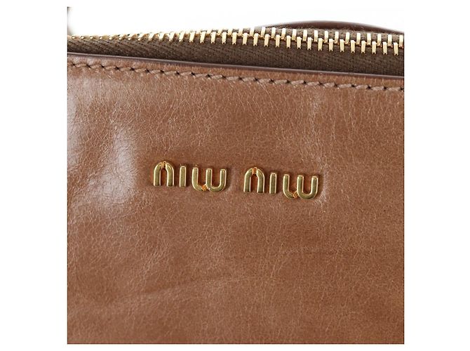 Borsa Miu Miu Vitellolux 2way Brown Gold Auth 205972M Marrone D'oro - vista 22