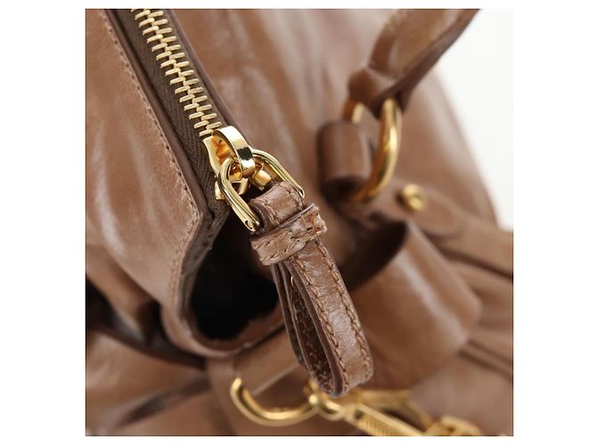 Borsa Miu Miu Vitellolux 2way Brown Gold Auth 205972M Marrone D'oro - vista 23