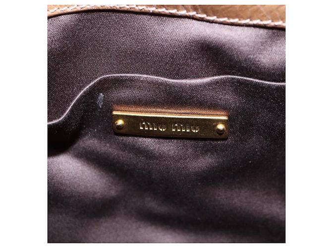 Borsa Miu Miu Vitellolux 2way Brown Gold Auth 205972M Marrone D'oro - vista 24