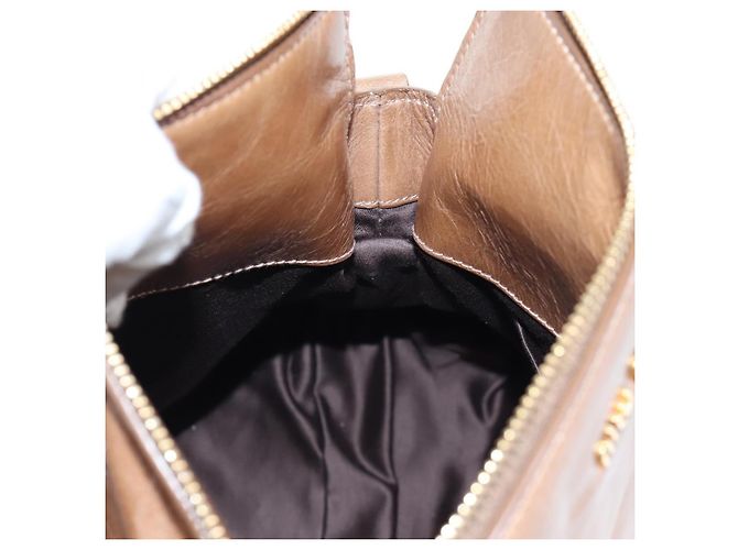 Borsa Miu Miu Vitellolux 2way Brown Gold Auth 205972M Marrone D'oro - vista 26