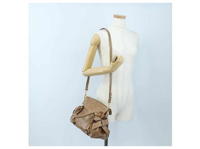 Borsa Miu Miu Vitellolux 2way Brown Gold Auth 205972M Marrone D'oro - vista 28