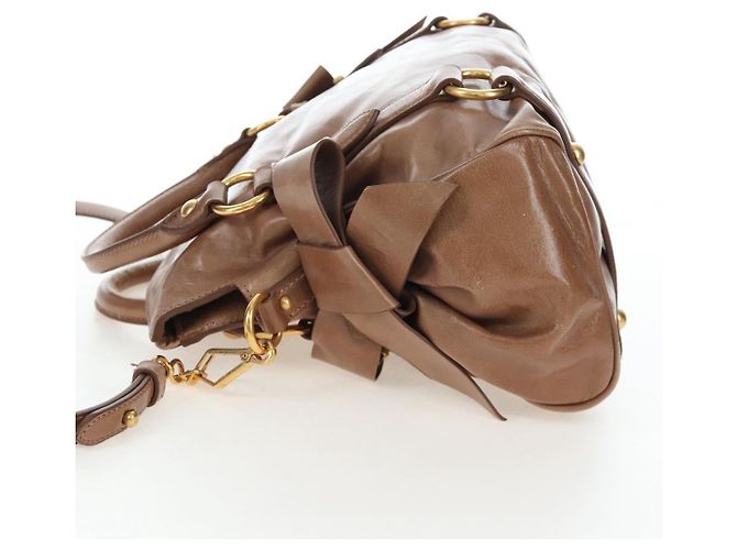 Borsa Miu Miu Vitellolux 2way Brown Gold Auth 205972M Marrone D'oro - vista 3