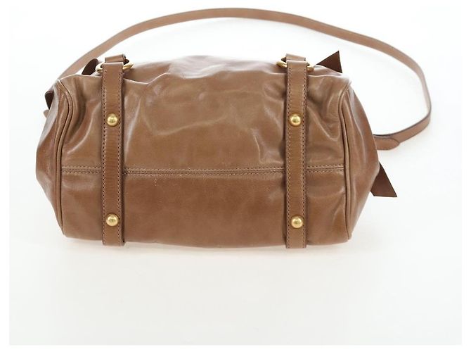 Borsa Miu Miu Vitellolux 2way Brown Gold Auth 205972M Marrone D'oro - vista 6