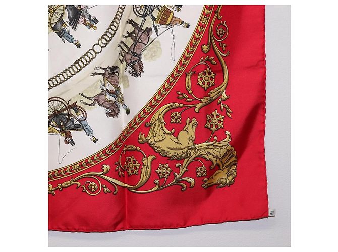 Hermès HERMES Carre 90 Seidentuch Rot Weiß "LA PROMENADE DE LONGCHAMPS" Auth ki6873M - Ansicht 10