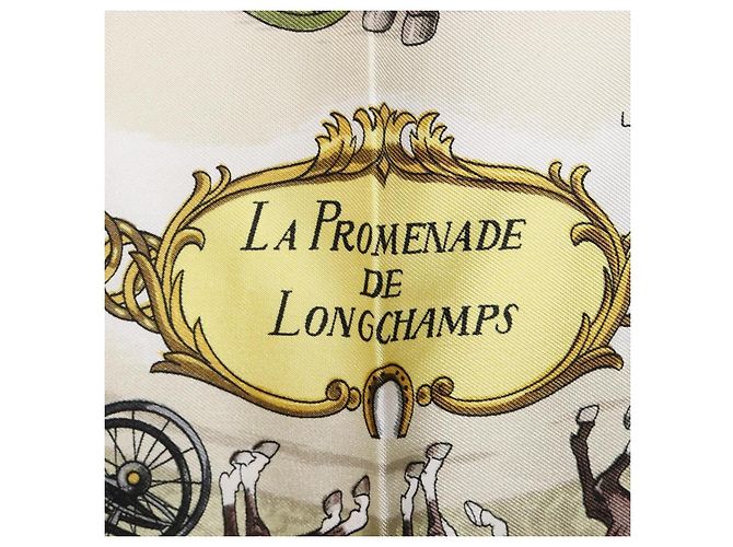 Hermès HERMES Carre 90 Seidentuch Rot Weiß "LA PROMENADE DE LONGCHAMPS" Auth ki6873M - Ansicht 12