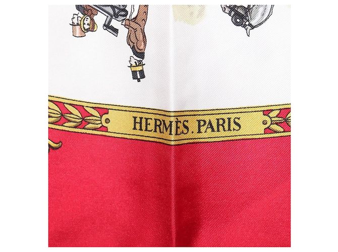 Hermès HERMES Carre 90 Seidentuch Rot Weiß "LA PROMENADE DE LONGCHAMPS" Auth ki6873M - Ansicht 14