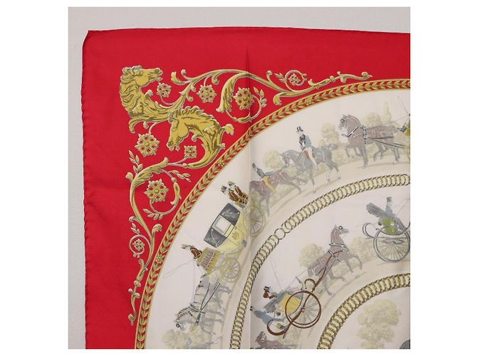 Hermès HERMES Carre 90 Seidentuch Rot Weiß "LA PROMENADE DE LONGCHAMPS" Auth ki6873M - Ansicht 16