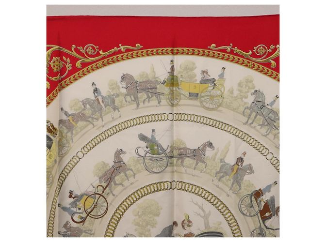 Hermès HERMES Carre 90 Seidentuch Rot Weiß "LA PROMENADE DE LONGCHAMPS" Auth ki6873M - Ansicht 17