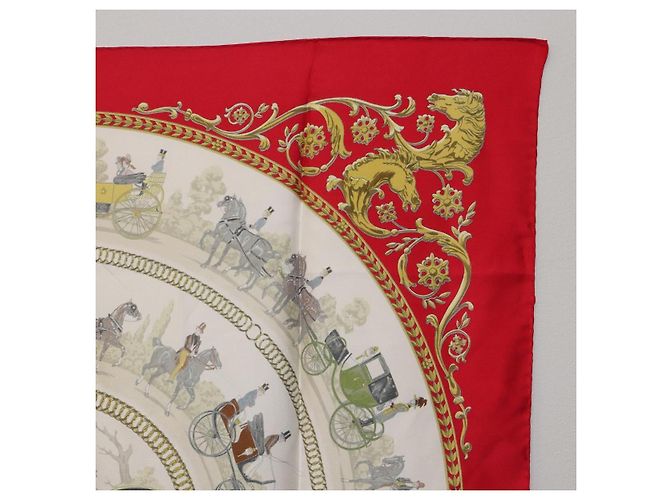 Hermès HERMES Carre 90 Seidentuch Rot Weiß "LA PROMENADE DE LONGCHAMPS" Auth ki6873M - Ansicht 18