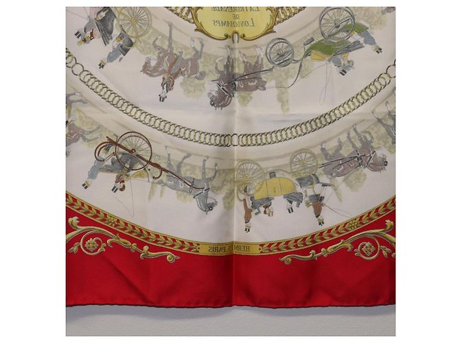 Hermès HERMES Carre 90 Seidentuch Rot Weiß "LA PROMENADE DE LONGCHAMPS" Auth ki6873M - Ansicht 23
