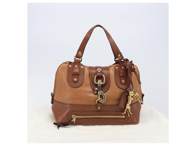 Chloé Borsa a mano Chloe Kerala in pelle marrone e oro autentica 206098V D'oro - vista 12