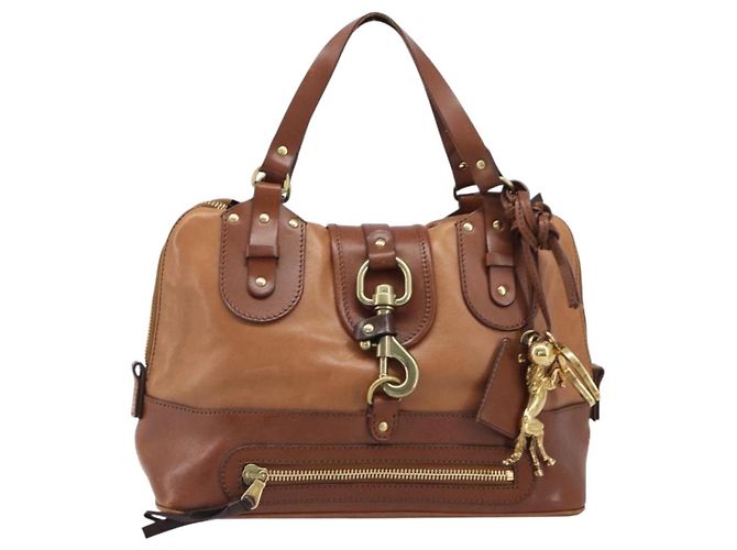Chloé Borsa a mano Chloe Kerala in pelle marrone e oro autentica 206098V D'oro - vista 13