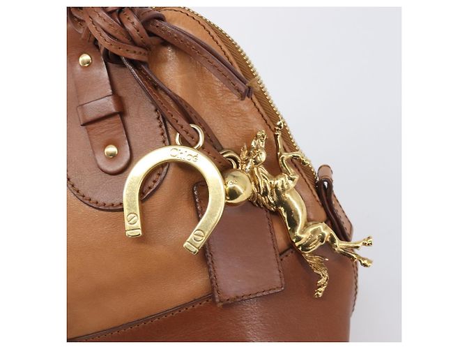 Chloé Borsa a mano Chloe Kerala in pelle marrone e oro autentica 206098V D'oro - vista 18