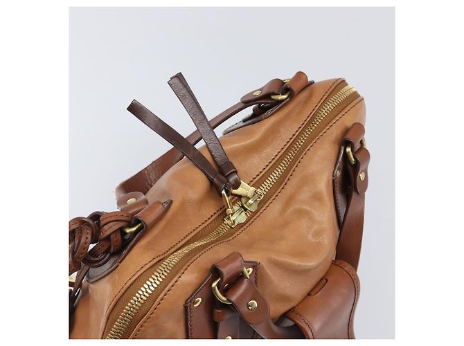 Chloé Borsa a mano Chloe Kerala in pelle marrone e oro autentica 206098V D'oro - vista 21