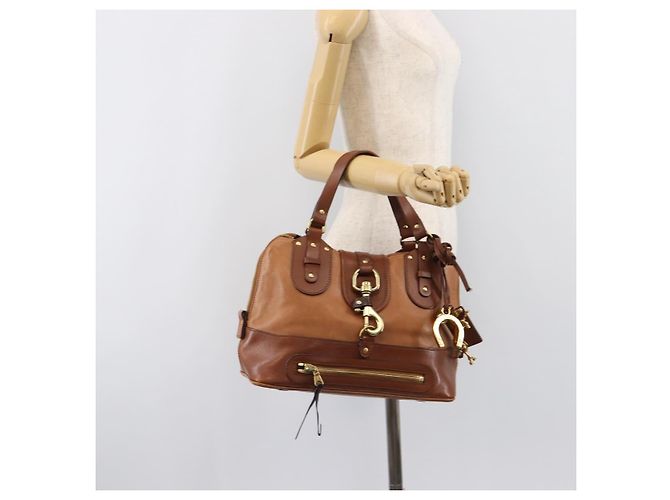 Chloé Borsa a mano Chloe Kerala in pelle marrone e oro autentica 206098V D'oro - vista 27