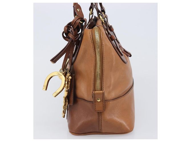 Chloé Borsa a mano Chloe Kerala in pelle marrone e oro autentica 206098V D'oro - vista 3