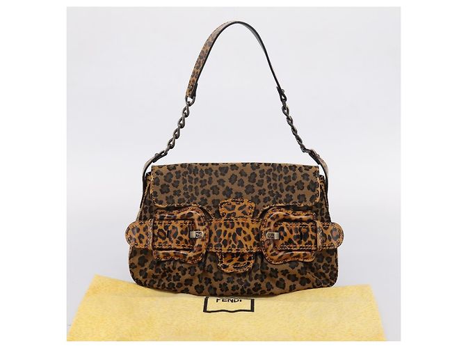 FENDI Chain Mamma Baguette Schultertasche Canvas Beige Auth 205882SAM - Ansicht 12