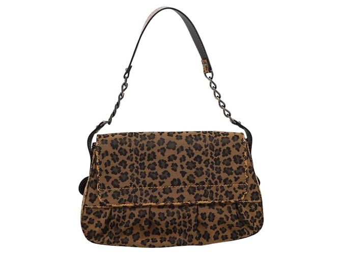 FENDI Chain Mamma Baguette Schultertasche Canvas Beige Auth 205882SAM - Ansicht 2