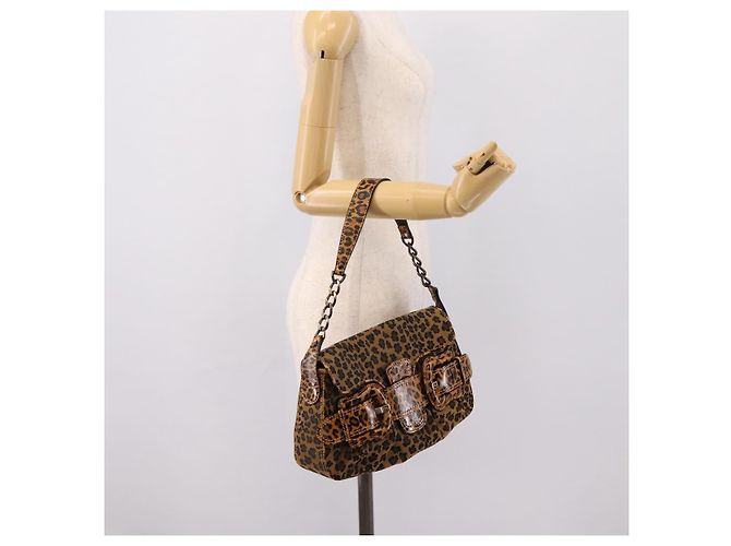 FENDI Chain Mamma Baguette Schultertasche Canvas Beige Auth 205882SAM - Ansicht 23