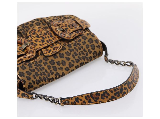 FENDI Chain Mamma Baguette Schultertasche Canvas Beige Auth 205882SAM - Ansicht 7