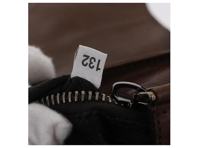 PRADA Chain Shoulder Bag Leather Brown Auth 206107V - view 11
