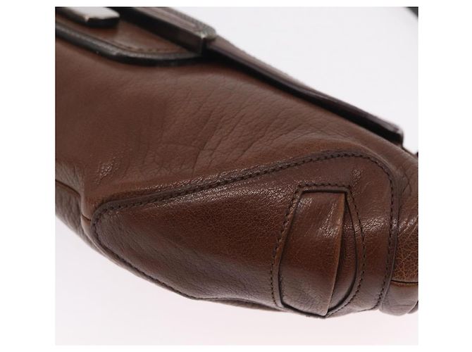 PRADA Chain Shoulder Bag Leather Brown Auth 206107V - view 16