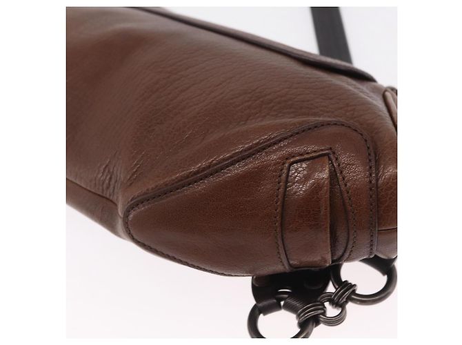 PRADA Chain Shoulder Bag Leather Brown Auth 206107V - view 18
