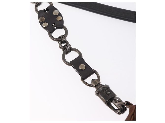 PRADA Chain Shoulder Bag Leather Brown Auth 206107V - view 19