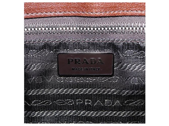 PRADA Chain Shoulder Bag Leather Brown Auth 206107V - view 24