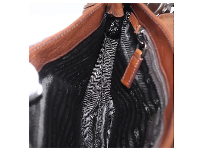 PRADA Chain Shoulder Bag Leather Brown Auth 206107V - view 26