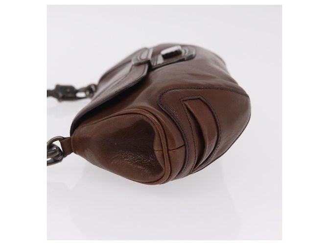 PRADA Chain Shoulder Bag Leather Brown Auth 206107V - view 4