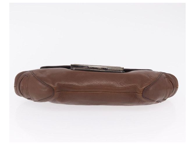 PRADA Chain Shoulder Bag Leather Brown Auth 206107V - view 5